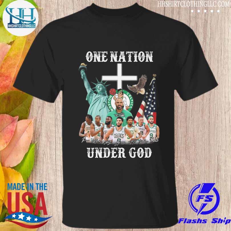 Best boston Celtics one nation under god American flag signatures 2022 shirt