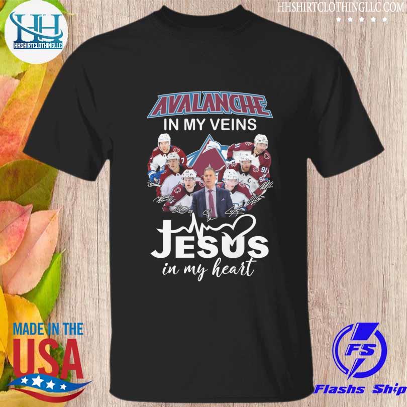 Best colorado Avalanche in my veins Jesus in my heart signatures 2022 shirt