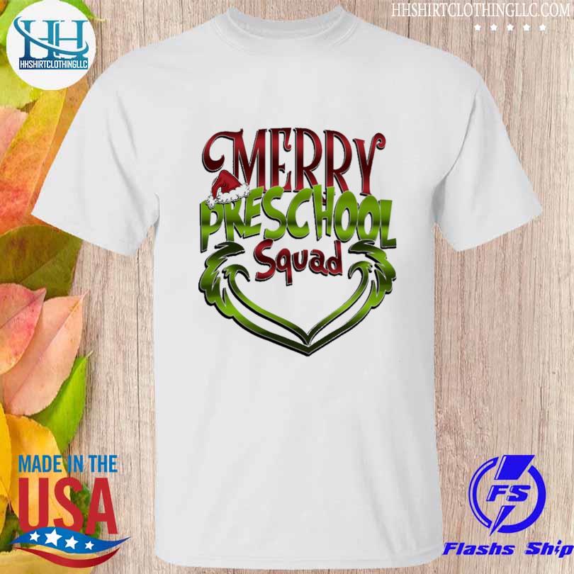Grinch face merry Preschool squad Christmas sweater