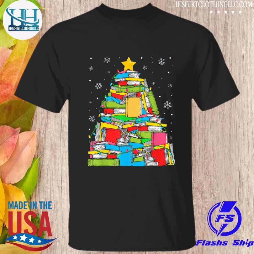 Library Christmas tree librarian x-mas lights book lover sweater