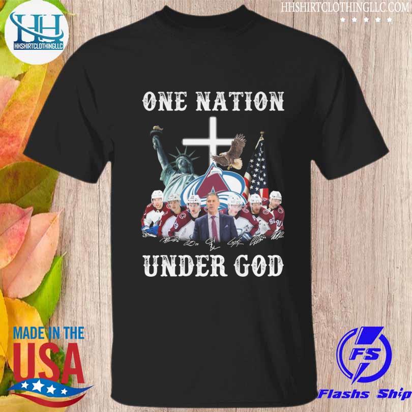 Official colorado Avalanche one nation under god American flag signatures 2022 shirt