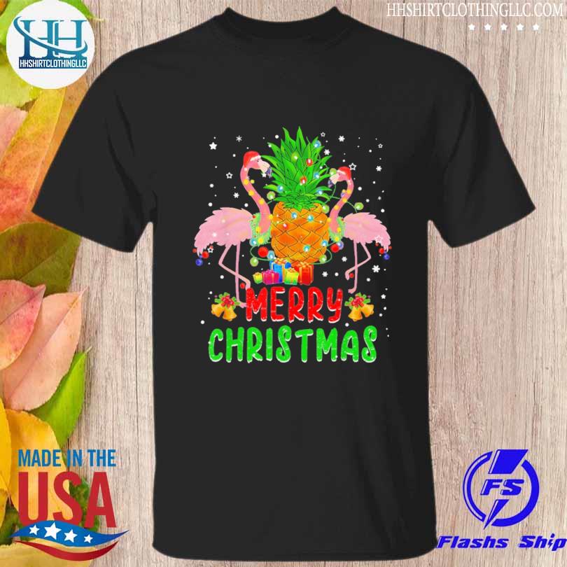 Santa flamingo Christmas tree pineapple xmas light merry Christmas sweater