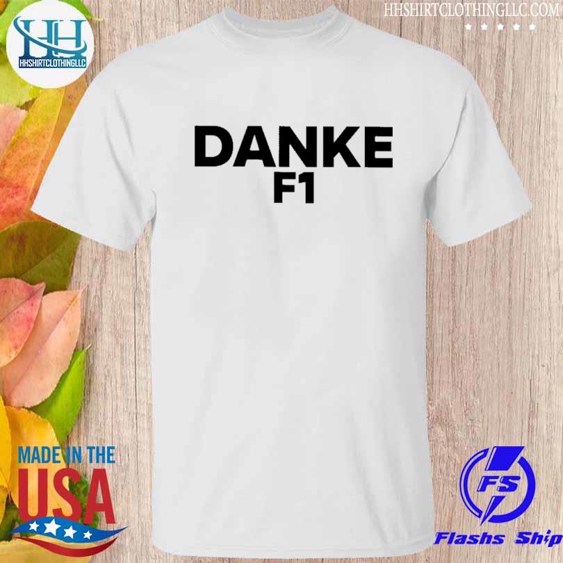 Sebastian vettel wearing danke f1 shirt