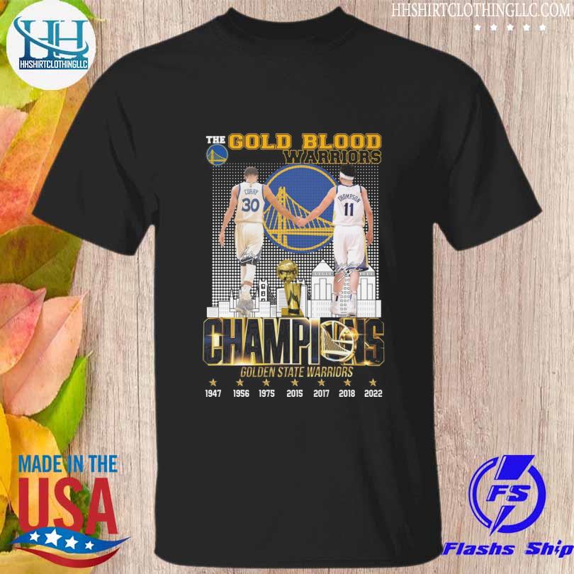 The Golden State Warriors champions 1947 2022 Stephen Curry and Klay Thompson signatures shirt