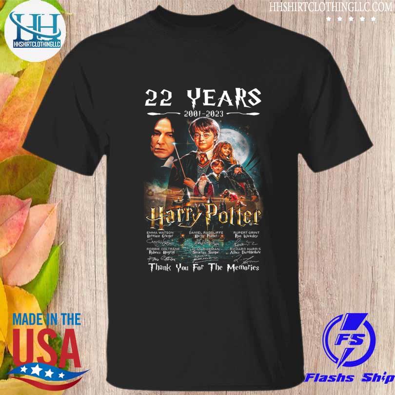 22 years 2001 2023 Harry Potter thank you for the memories signatures shirt