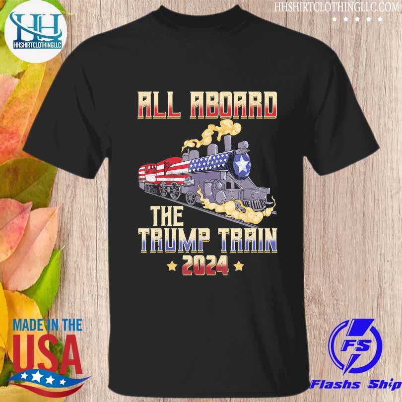 All aboard the Trump train 2024 American flag retro shirt