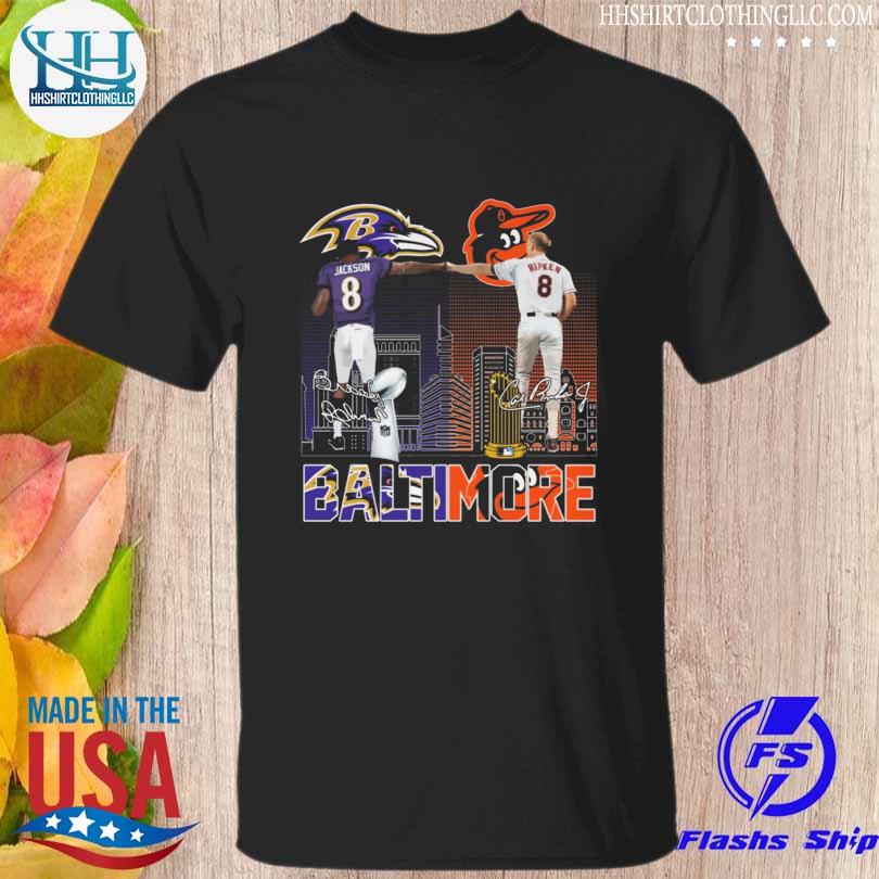 Baltimore Ravens Jackson and Baltimore Orioles Ripken signatures shirt