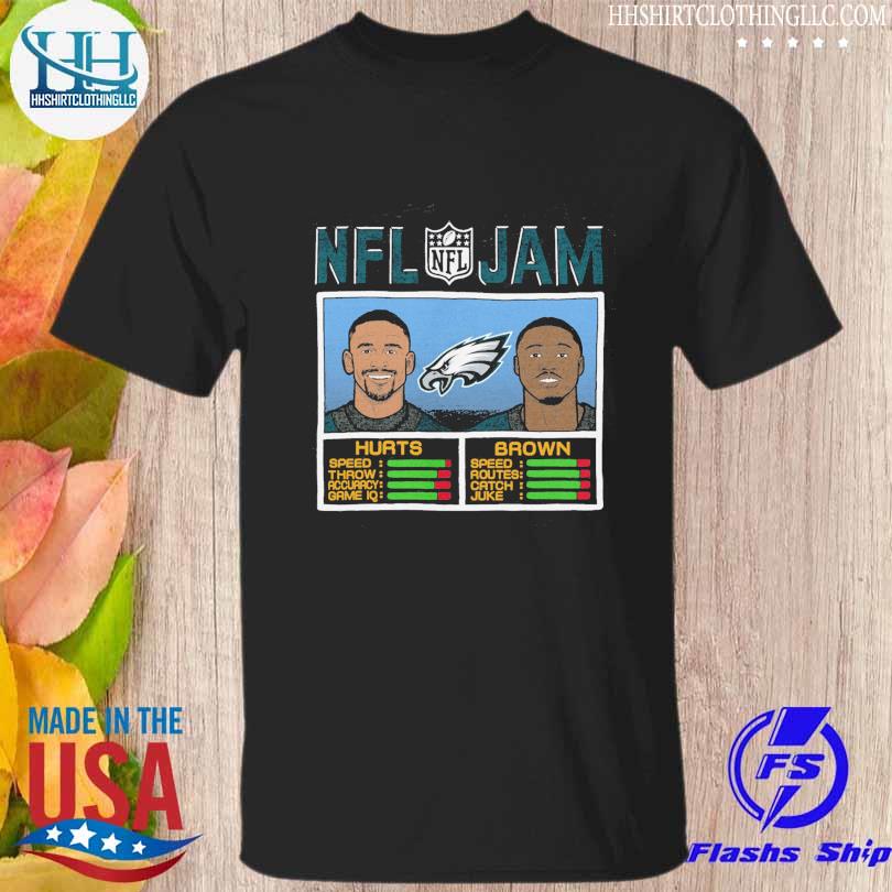 Men's Homage A.J. Brown & Jalen Hurts Charcoal Philadelphia Eagles NFL Jam Tri-Blend T-Shirt Size: Small