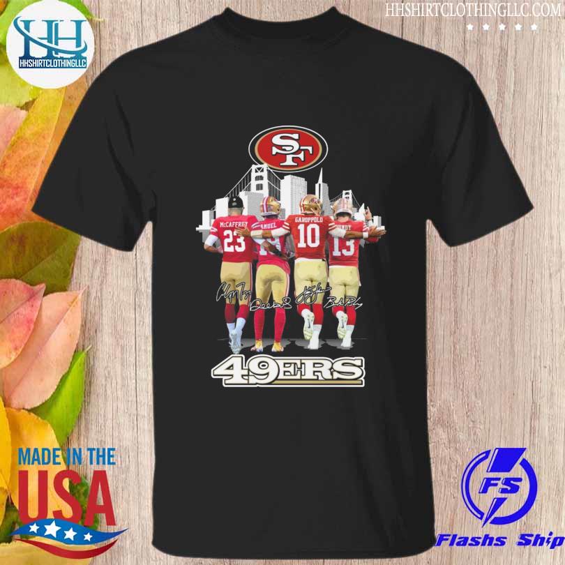 San Francisco 49ers Skyline Mccaffrey Montana Garoppolo And Rice Signatures  Shirt, hoodie, sweater, long sleeve and tank top