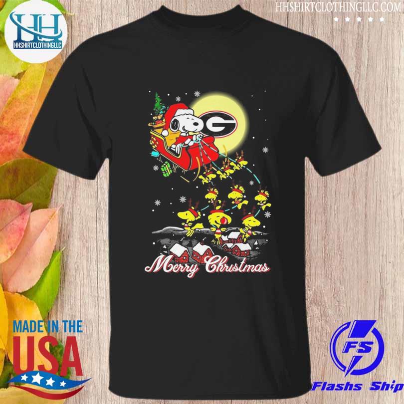 Santa Snoopy and Woodstock Georgia Bulldogs merry christmas sweater