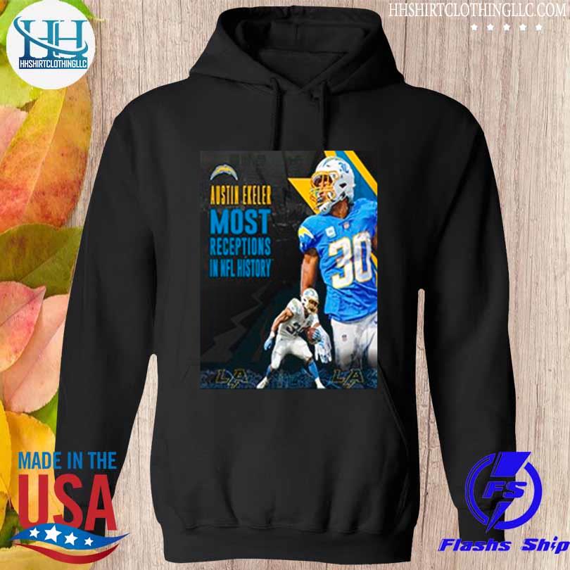 The los angeles chargers austin ekeler pro bowl vote most receptions in nfl history s hoodie den