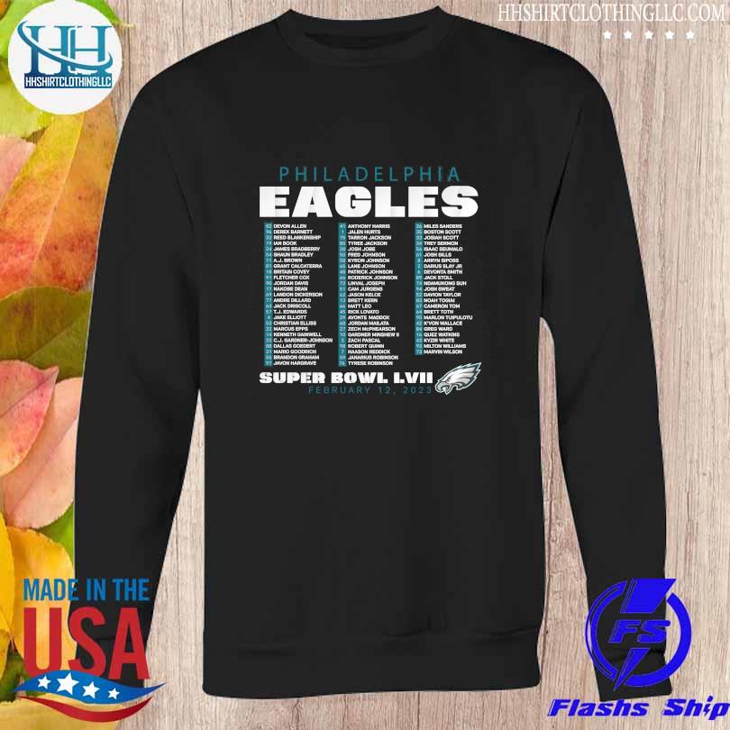 Philadelphia eagles super bowl lvii varsity roster shirt, hoodie