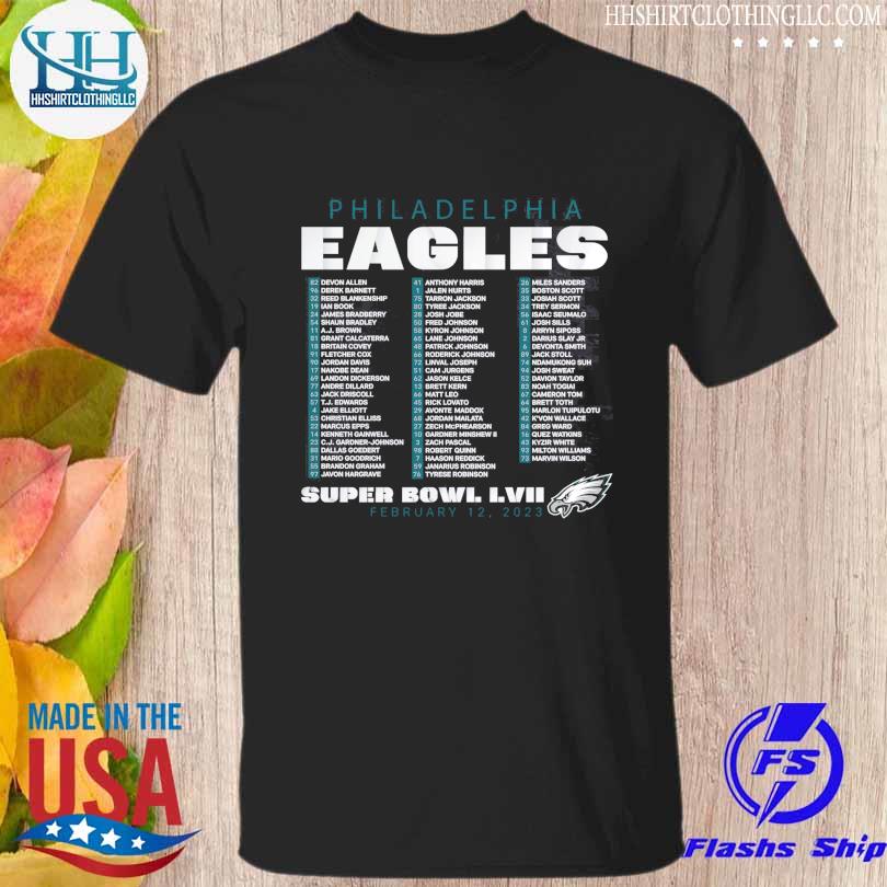 Youth Black Philadelphia Eagles Super Bowl LVII Roster 2023 T-Shirt,  hoodie, sweater, long sleeve and tank top