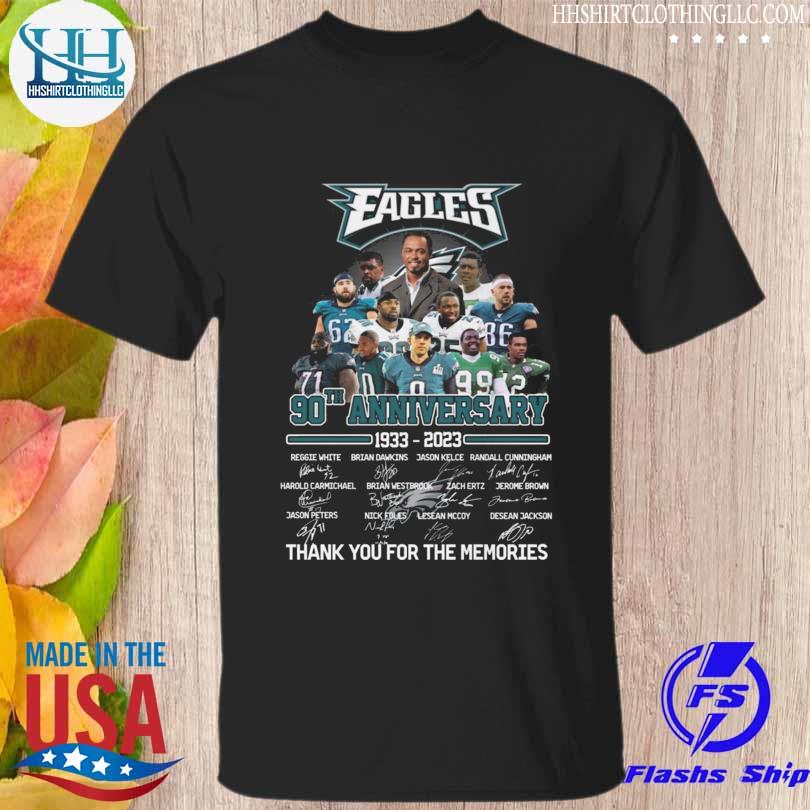 Funny philadelphia eagle 92th anniversary 1933 2023 thank you for the memories signatures shirt