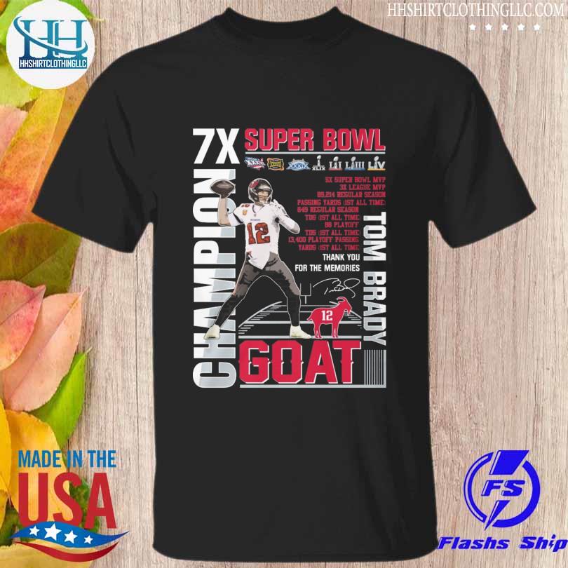 Funny tom brady goat tampa bay buccaneers 7x super bowl champions signature shirt