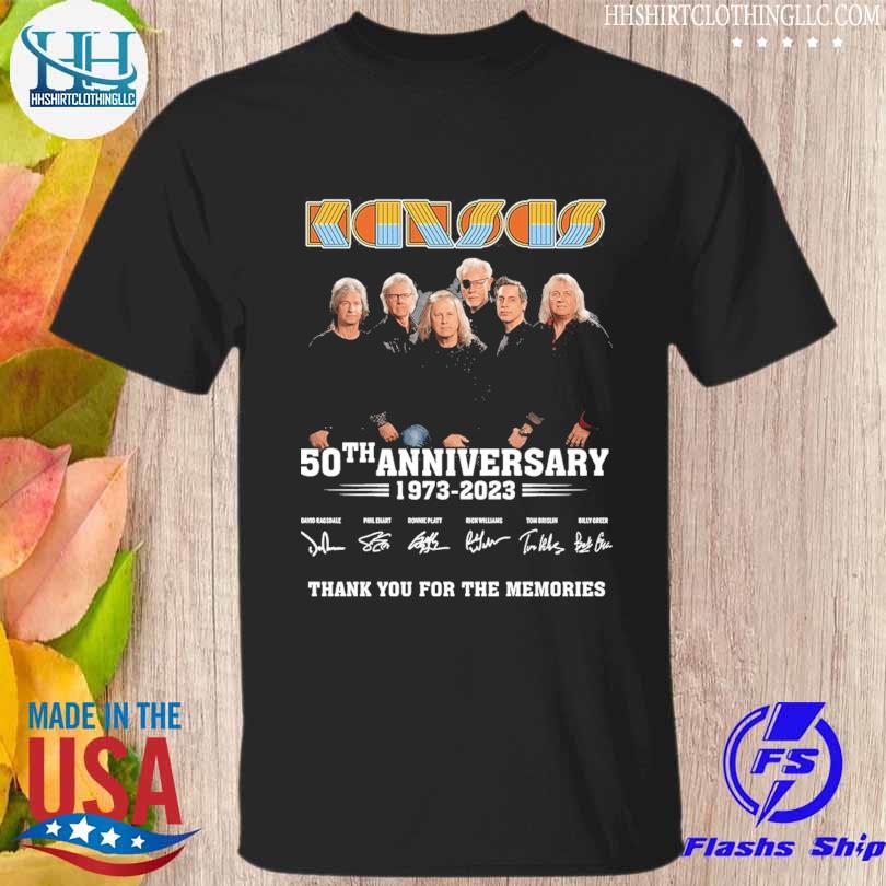 national flag koste Usikker Kansas band 50th anniversary 1973 2023 thank you for the memories  signatures shirt, hoodie, sweater, long sleeve and tank top