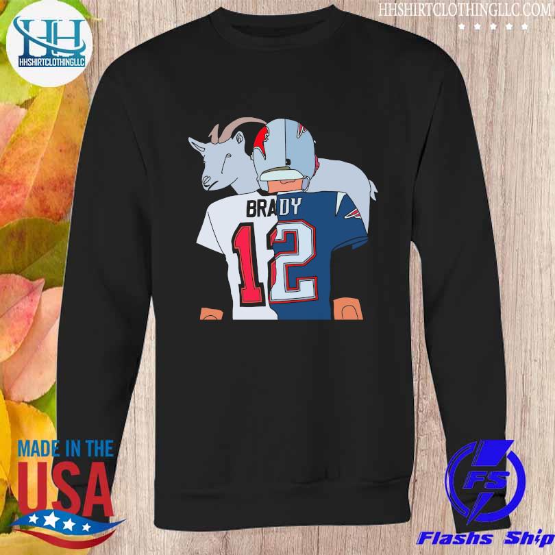 Official Tom brady goat split Patriots Buccaneers 2023 shirt, hoodie,  sweater, long sleeve and tank top