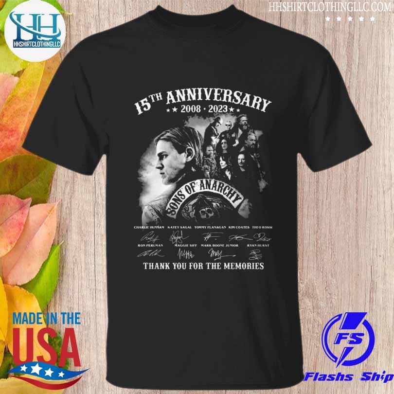 Sons of anarchy 15th anniversary 2008 2023 thank you for the memories signatures shirt
