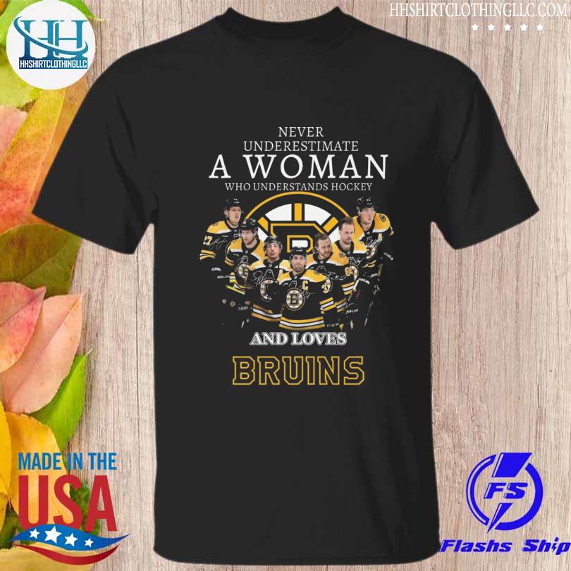 Never underestimate a woman who understands baseball and Boston Bruins signatures 2023 shirt