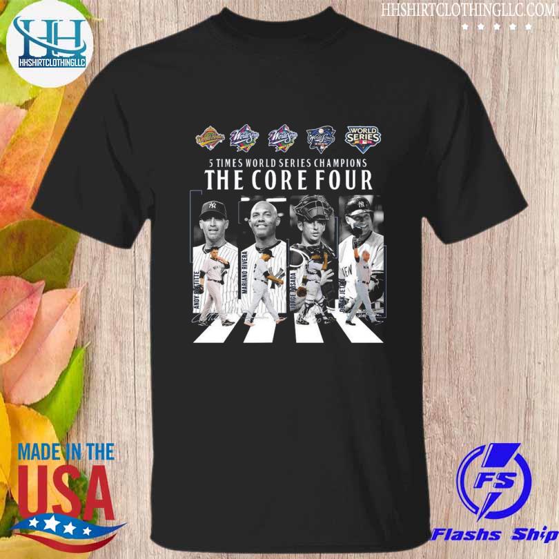 5 time world series champions the core four new york yankees signatures shirt