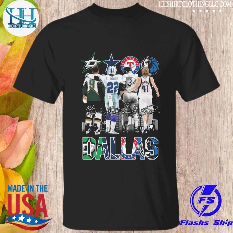 Dallas Cowboys emmitt smith Dallas mavericks tony romo Texas rangers nolan  ryan Dallas stars dirk nowitzki signatures 2023 shirt, hoodie, longsleeve  tee, sweater