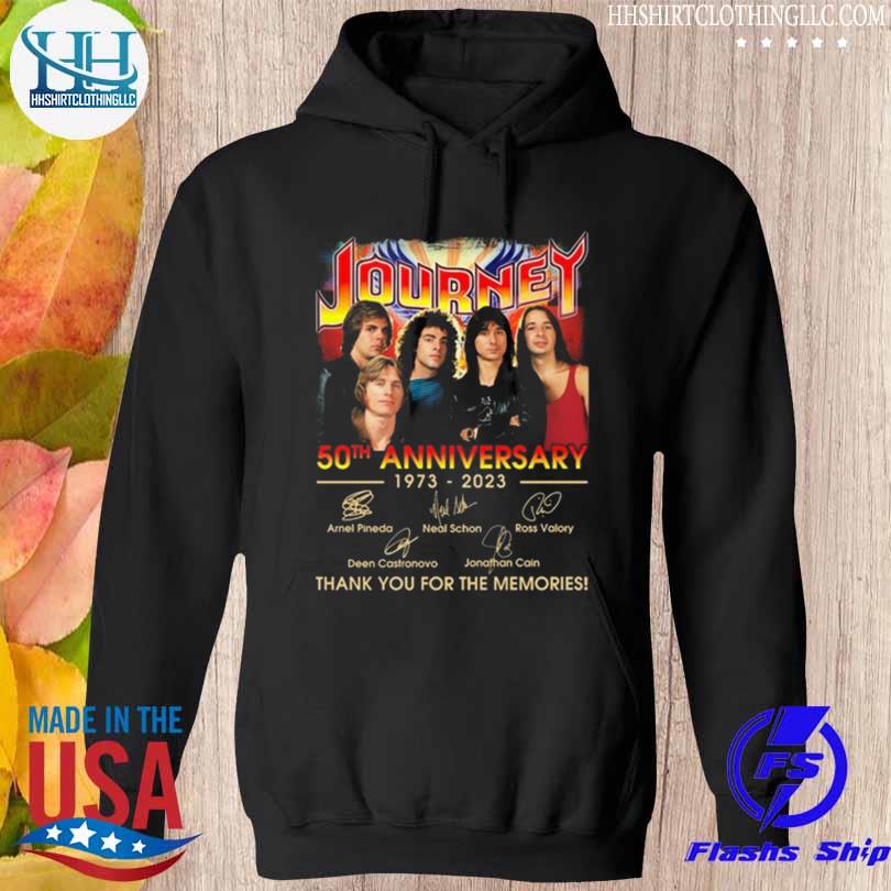 Journey 50th anniversary 1973 2023 thank you for the memories signatures s hoodie den