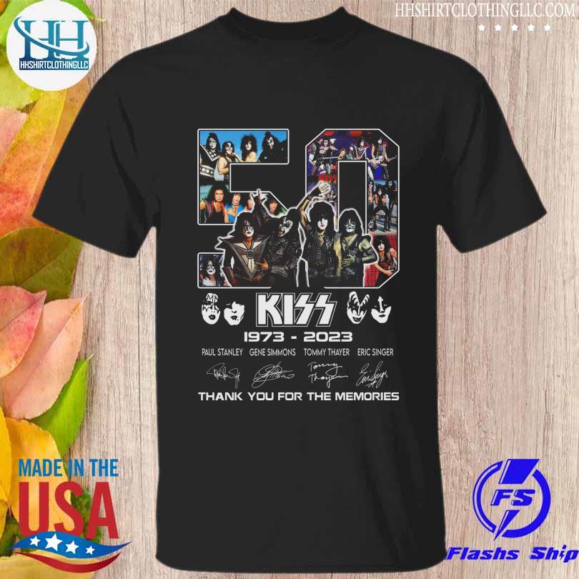 Kiss Hard Rock 50 years 1973 2023 thank you for the memories signatures shirt