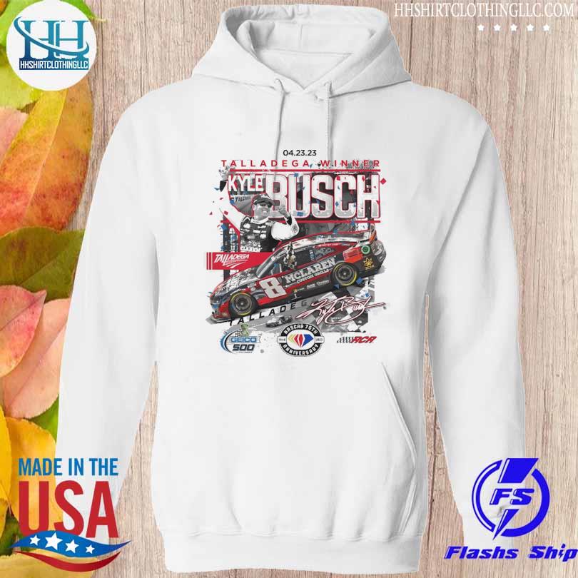 Kyle Busch Checkered Flag Sports White 2023 GEICO 500 Race Winner T-Shirt hoodie trang