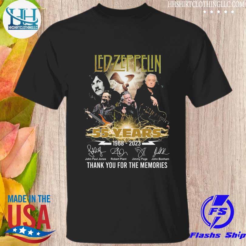 Led Zeppelin 55 years 1968 2023 thank you for the memories signatures Led Zeppelin shirt