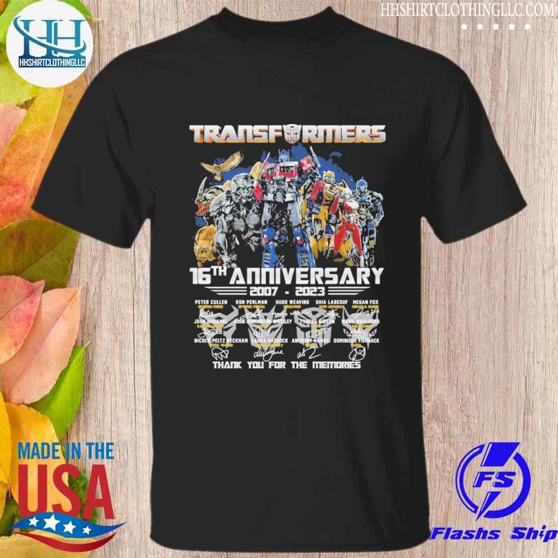 Transformers 16th anniversary 2007 2023 thank you for the memories signatures shirt