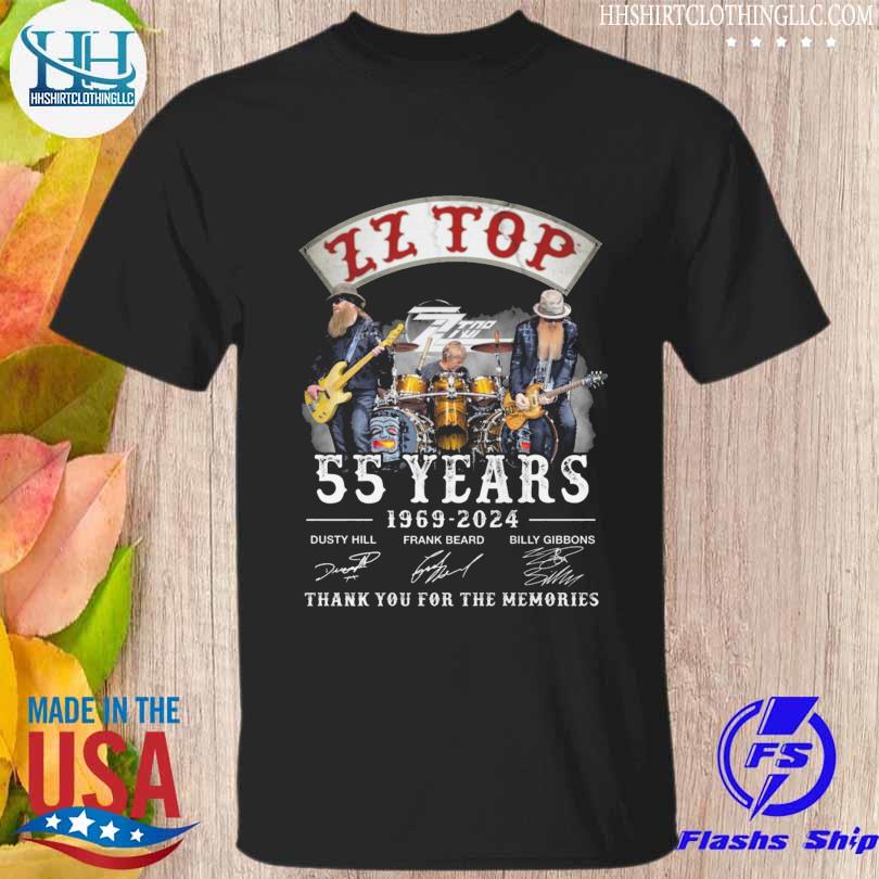 ZZ Top 55 years 1969 2024 thank you for the memories signatures shirt