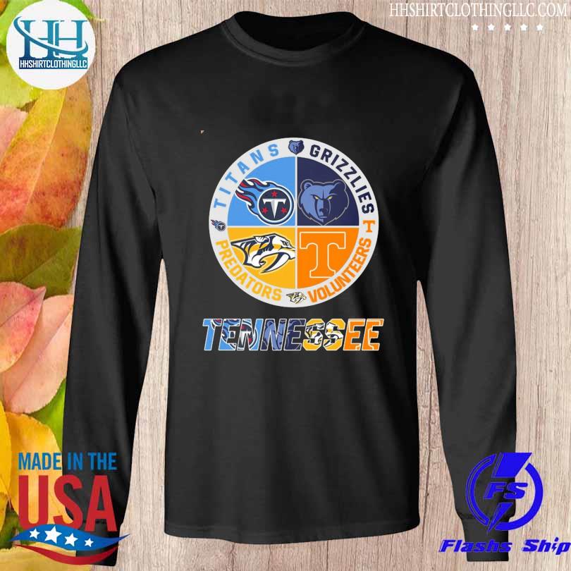 Tennessee sport teams Nashville Predators Memphis Grizzlies Tennessee Titans  and Tennessee Volunteers shirt, hoodie, sweater, long sleeve and tank top