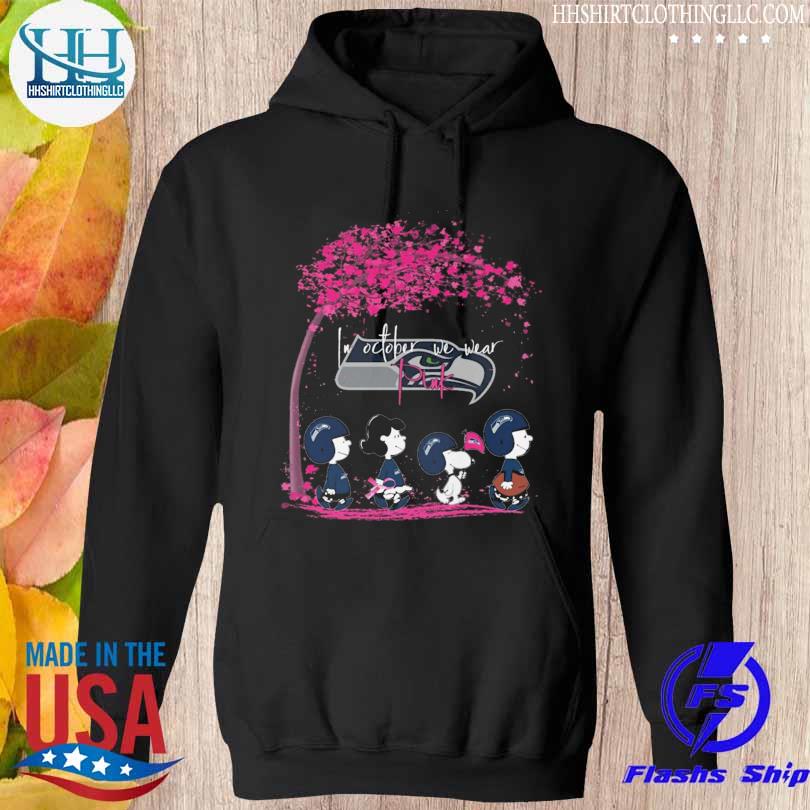 Snoopy and Peanuts Seattle Seahawks Breast Cancer In October We Wear Pink  Fall 2023 shirt, hoodie, sweater, long sleeve and tank top