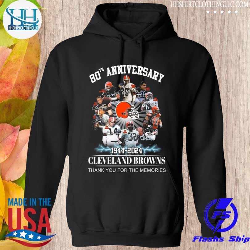 80th anniversary 1944 2024 Cleveland browns thank you for the memories shirt,  hoodie, sweater, long sleeve and tank top