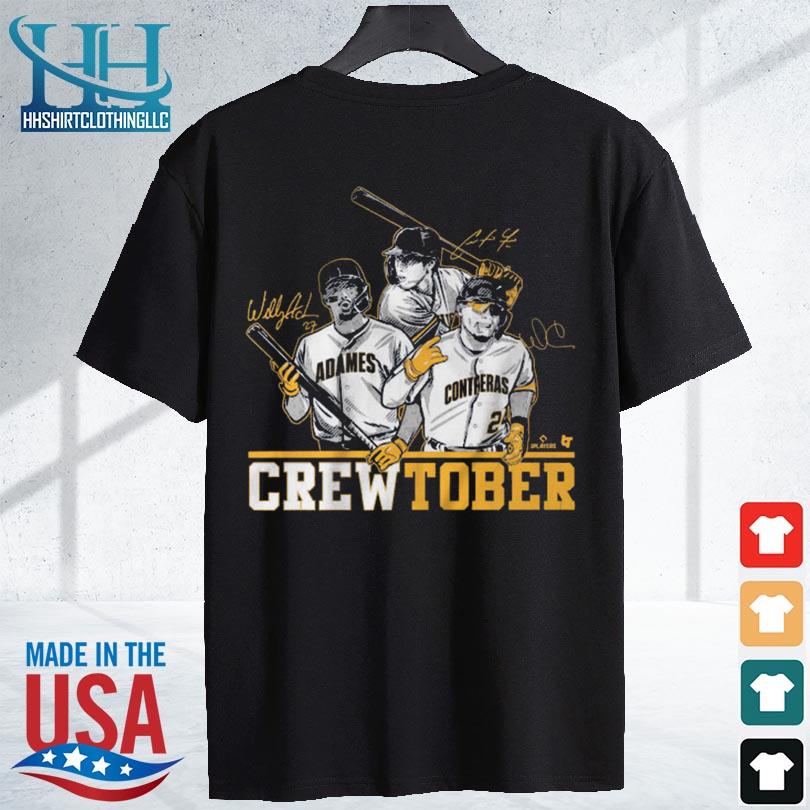 Christian Yelich, Willy Adames, & William Contreras Crewtober Signatures T- shirt,Sweater, Hoodie, And Long Sleeved, Ladies, Tank Top