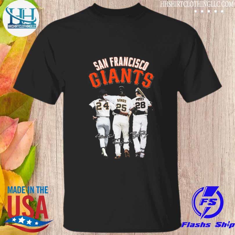 Official mlb san francisco giants willie mays barry bonds buster and posey  2023 signatures T-shirt, hoodie, tank top, sweater and long sleeve t-shirt