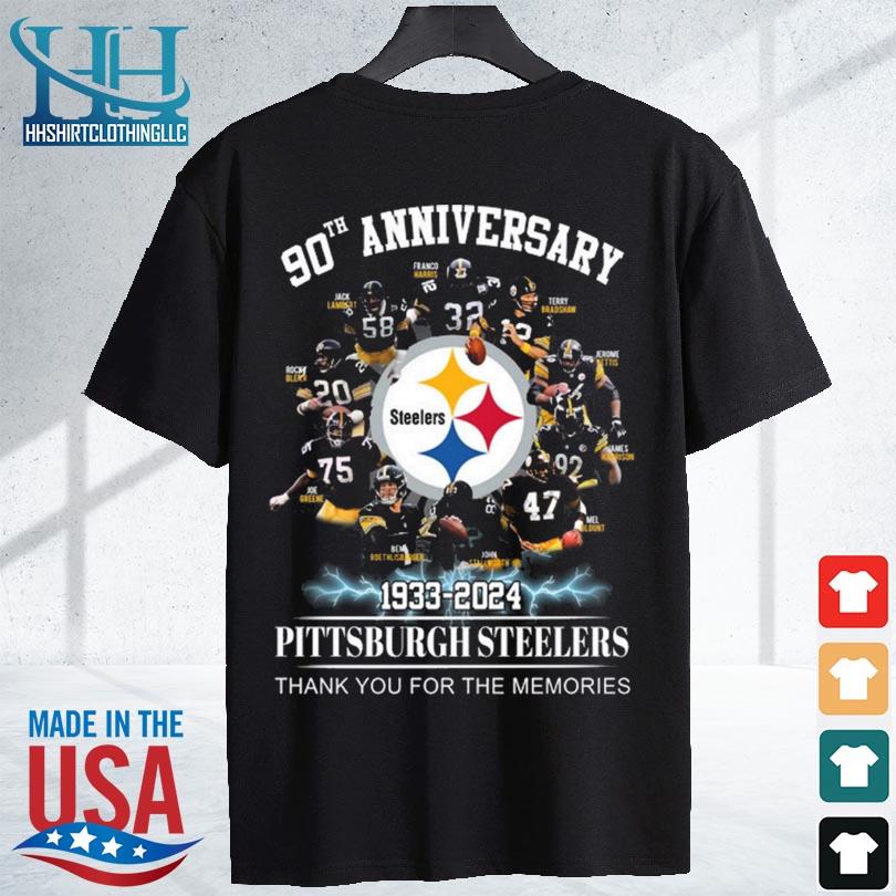 Pittsburgh Steelers 90th anniversary 1933 2024 thank you for the memories  signatures shirt, hoodie, sweater, long sleeve and tank top