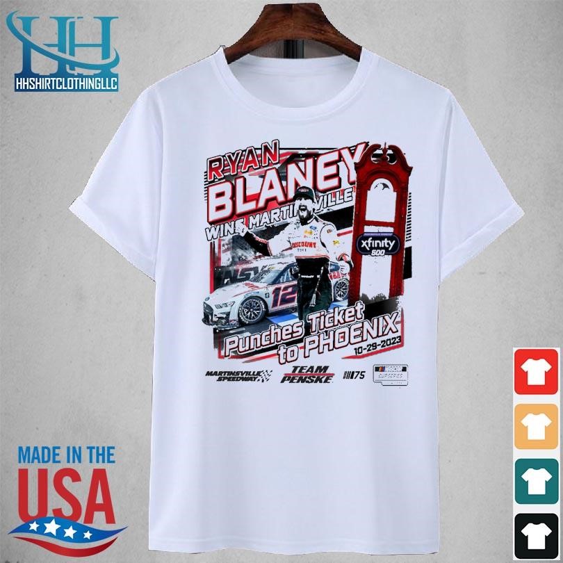 Checkered flag sports ryan blaney heather charcoal 2023 xfinity 500 race winner shirt