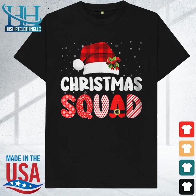 Christmas squad family group matching red plaid santa 2023 shirt