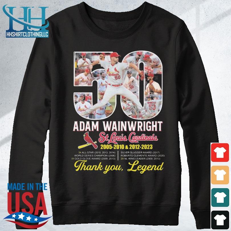 50 Adam Wainwright St Louis Cardinals Thank You Legend Signatures Shirt