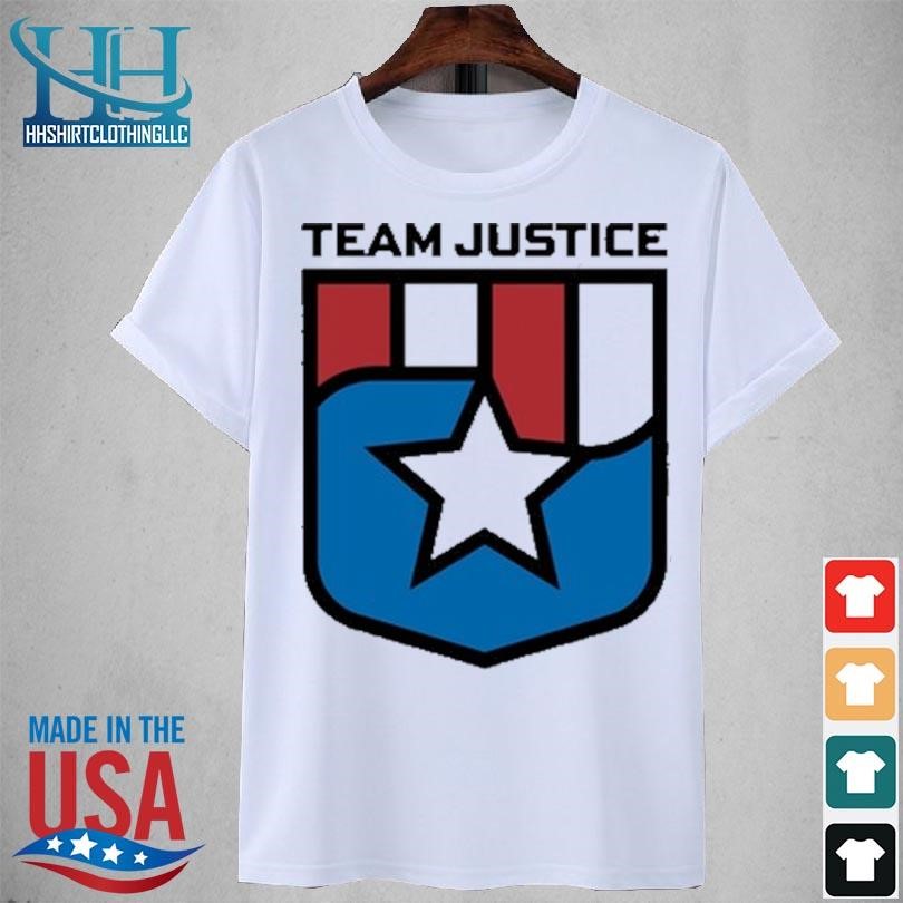 Cindy perno wearing team justice shield 2023 shirt