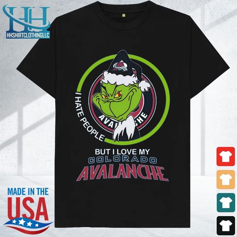 Grinch I hate people but I love my colorado avalanche 2023 shirt