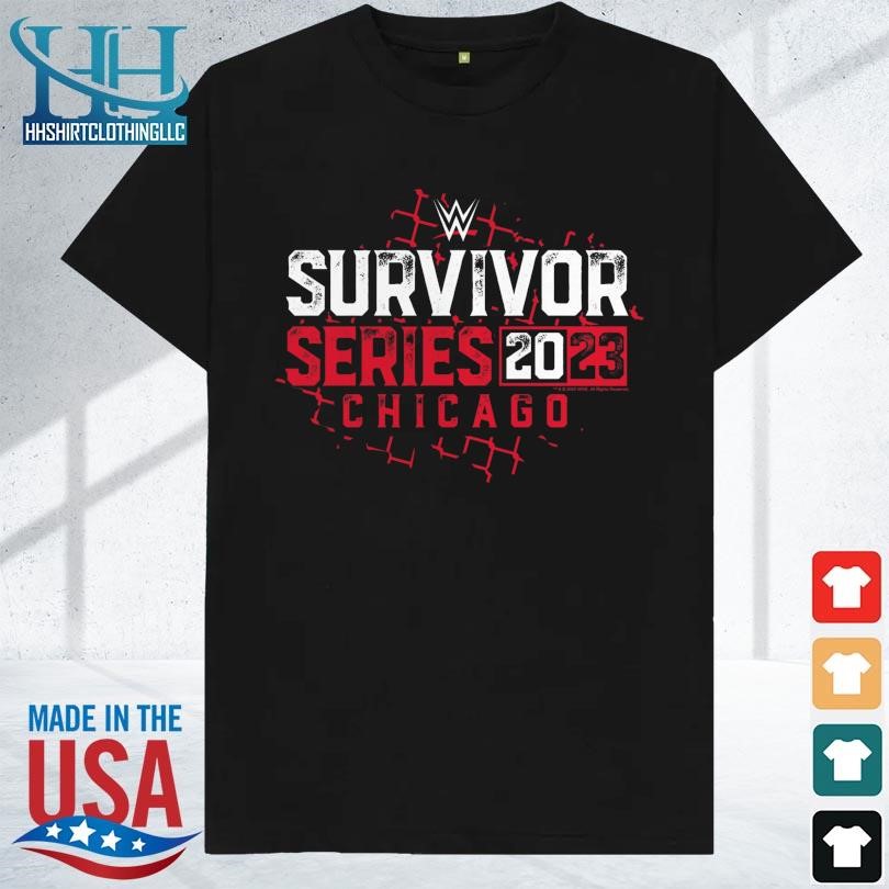 Men's black wwe survivor series 2023 chain link fence shirt