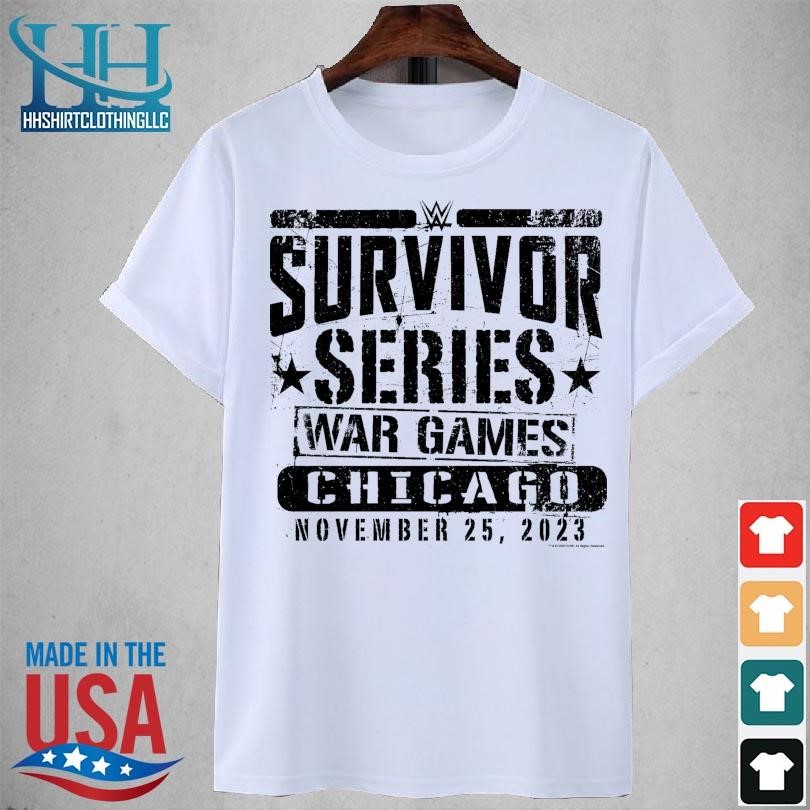 Men's fanatics branded heather gray wwe survivor series 2023 stencil logo shirt