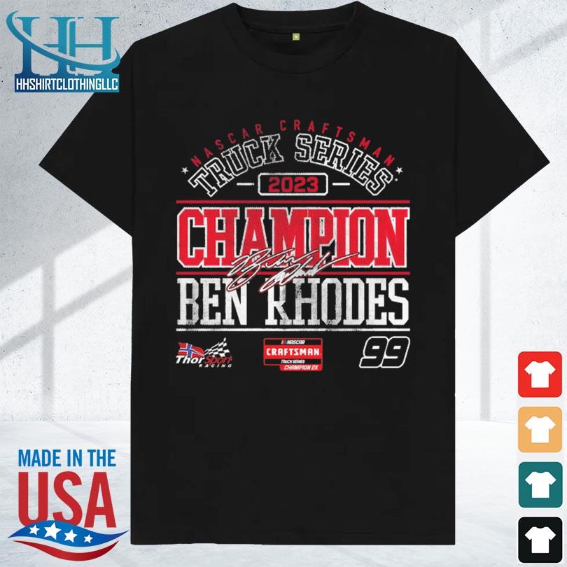 Men's ben rhodes checkered flag sports black 2023 nascar craftsman truck series champion shirt
