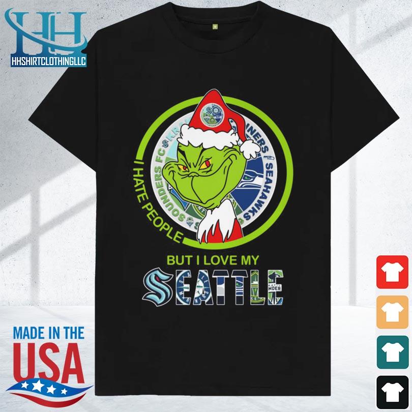 Santa grinch I hate people but I love my seattle sports team Christmas sweater