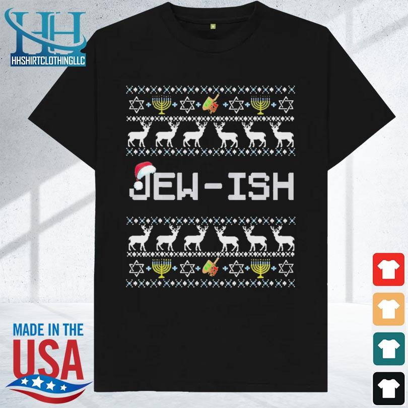 Ugly hanukkah sweater jew-ish santa hat merry Christmas sweater