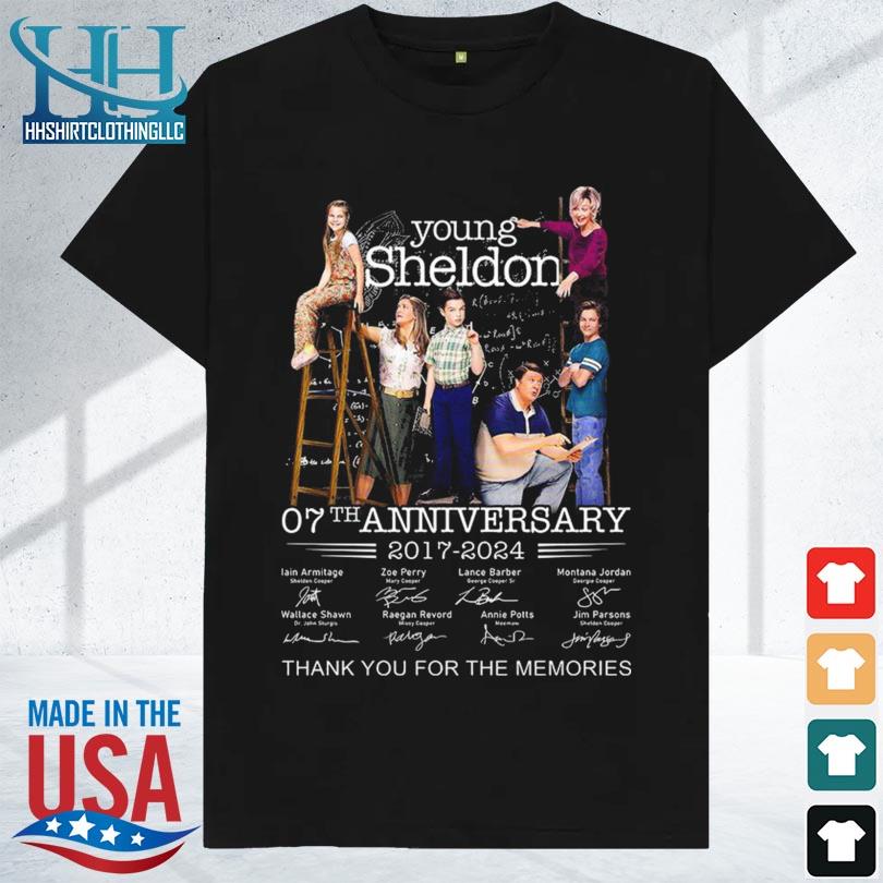 Young Sheldon 07th anniversary 2017 2024 thank you for the memories signatures shirt